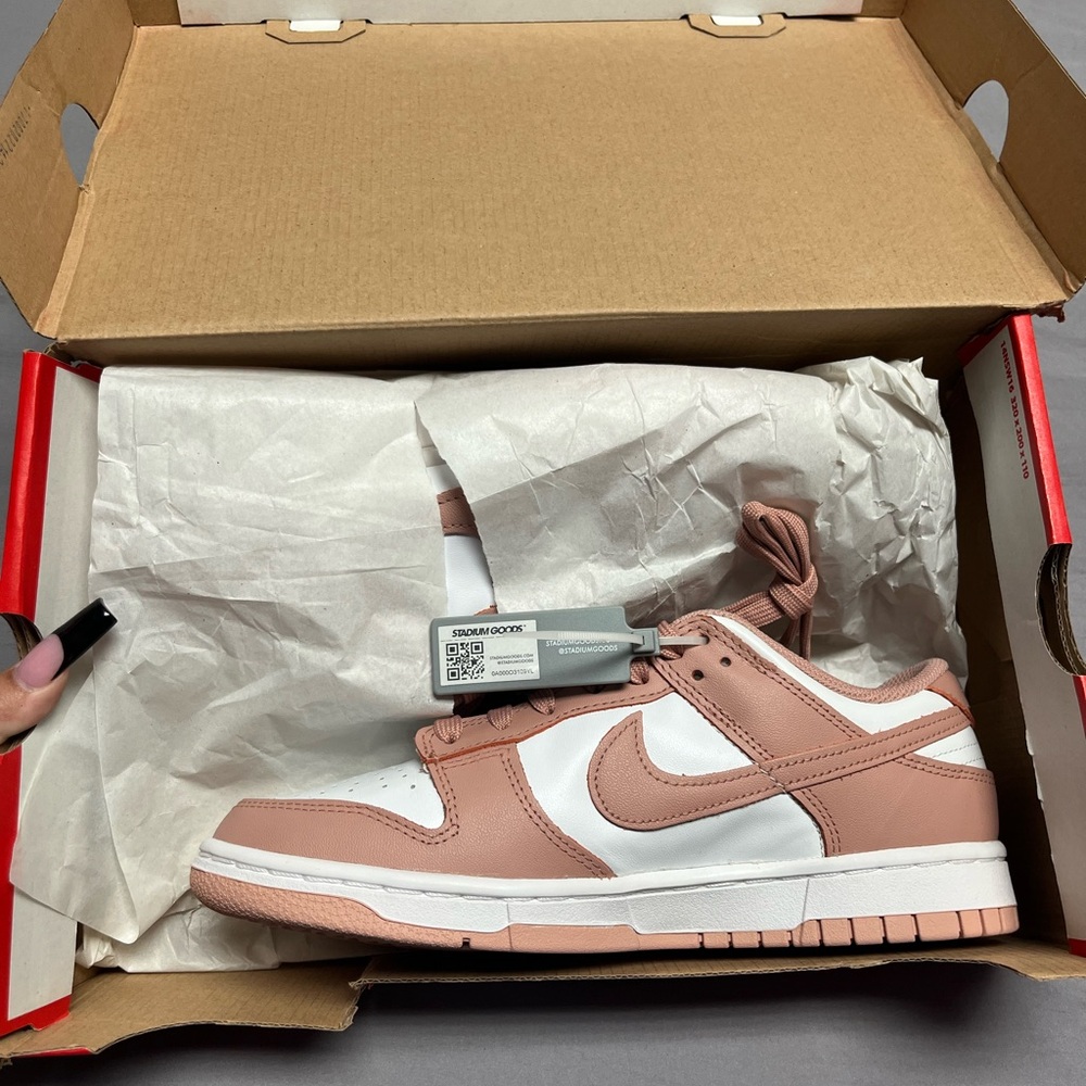 Nike Dunk Low in Rose and White